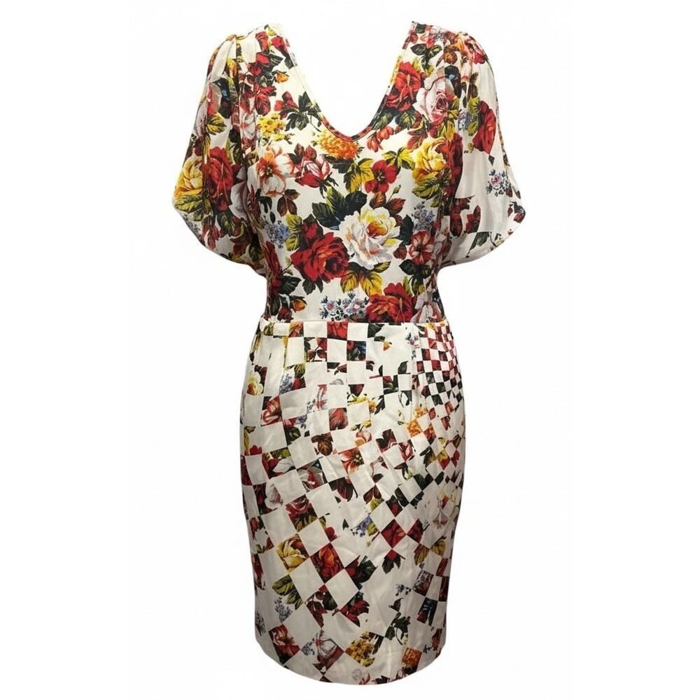 Paul Smith Silk Floral Dress Cold Shoulder Lined Mini Size US 8 M